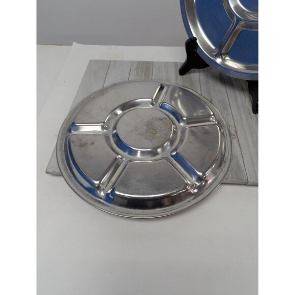 American Permanent Ware Set 2 Stainless 5 Sections Round Mess Trays BBQ Camping - Picture 4 of 5